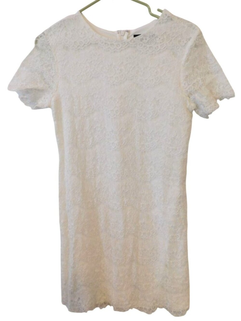 Lulus Womens Sz S White Lace Overlay Shift Dress Romantic Cottagecore Feminine